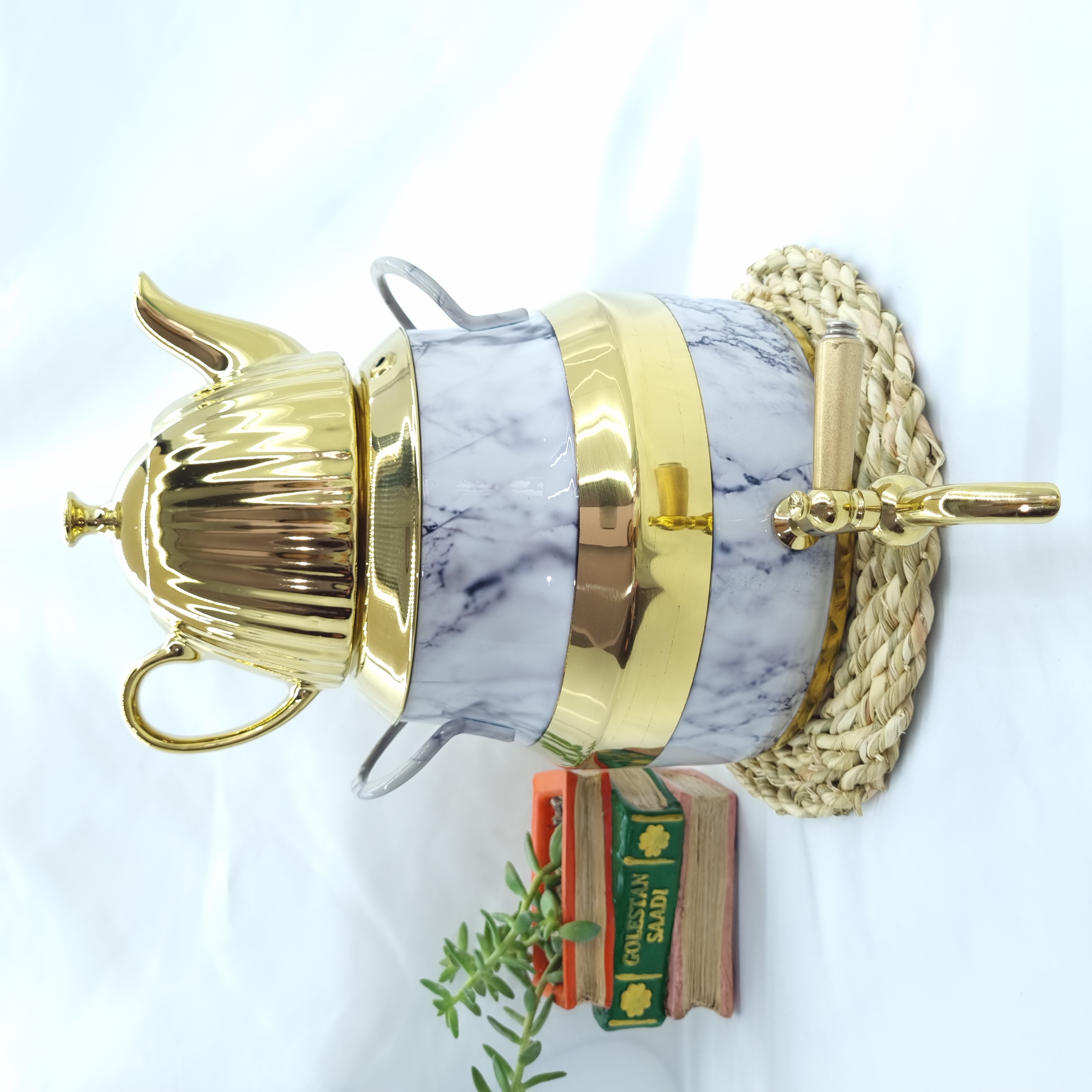 کتری قوری استیل شیر دار طرح ماربل برند ریور