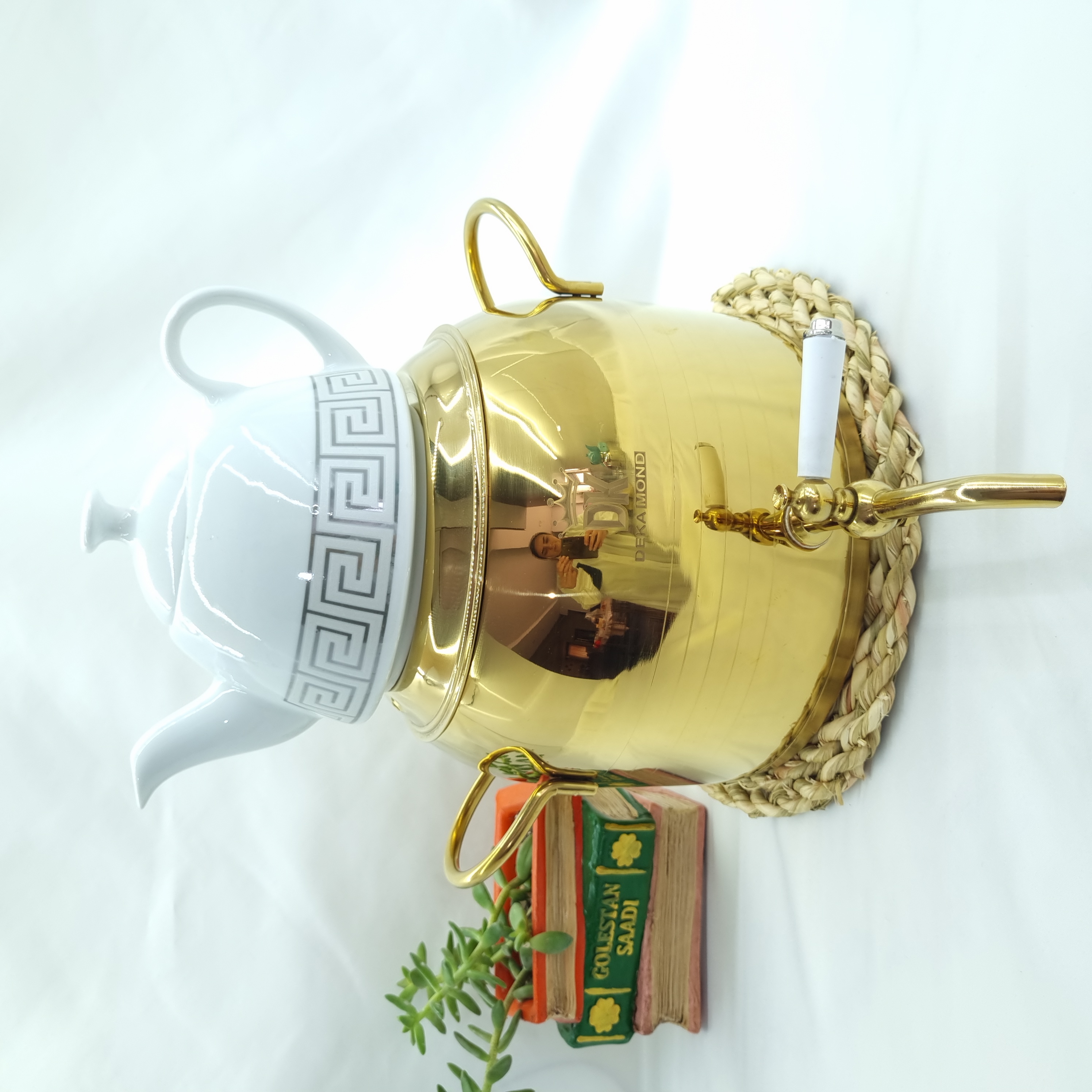 کتری قوری استیل ضخیم کف چدن شیردار برند دکاموند